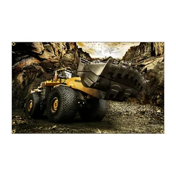 Heavy Equipment Excavator Polyester Tapestry Banner - Vibrant Decor Poster (60x90cm & 90x150cm) - 90 x 150cm (4 Grommets)