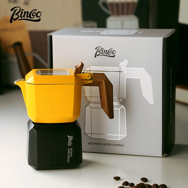 BINCOO Double Valve Moka Pot Square Coffee Pot Espresso Coffee Maker for Home and Outdoor Two cups images - 6