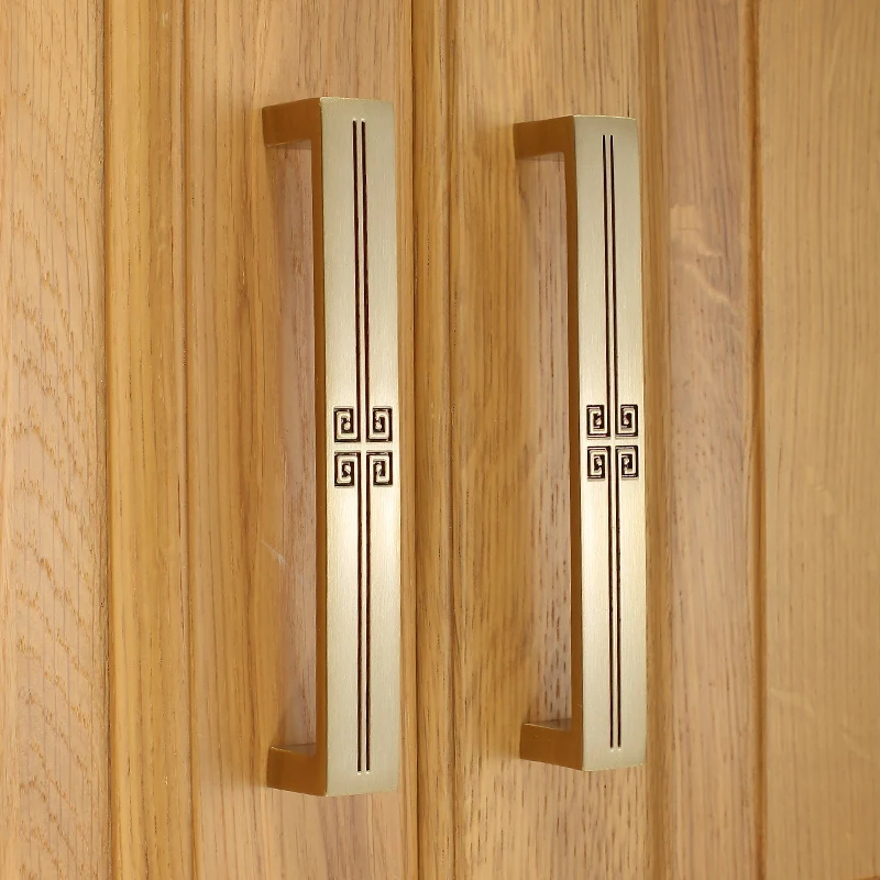 

New Chinese style handle cabinet door handle handle cabinet drawer wardrobe handle brass light luxury brass European style