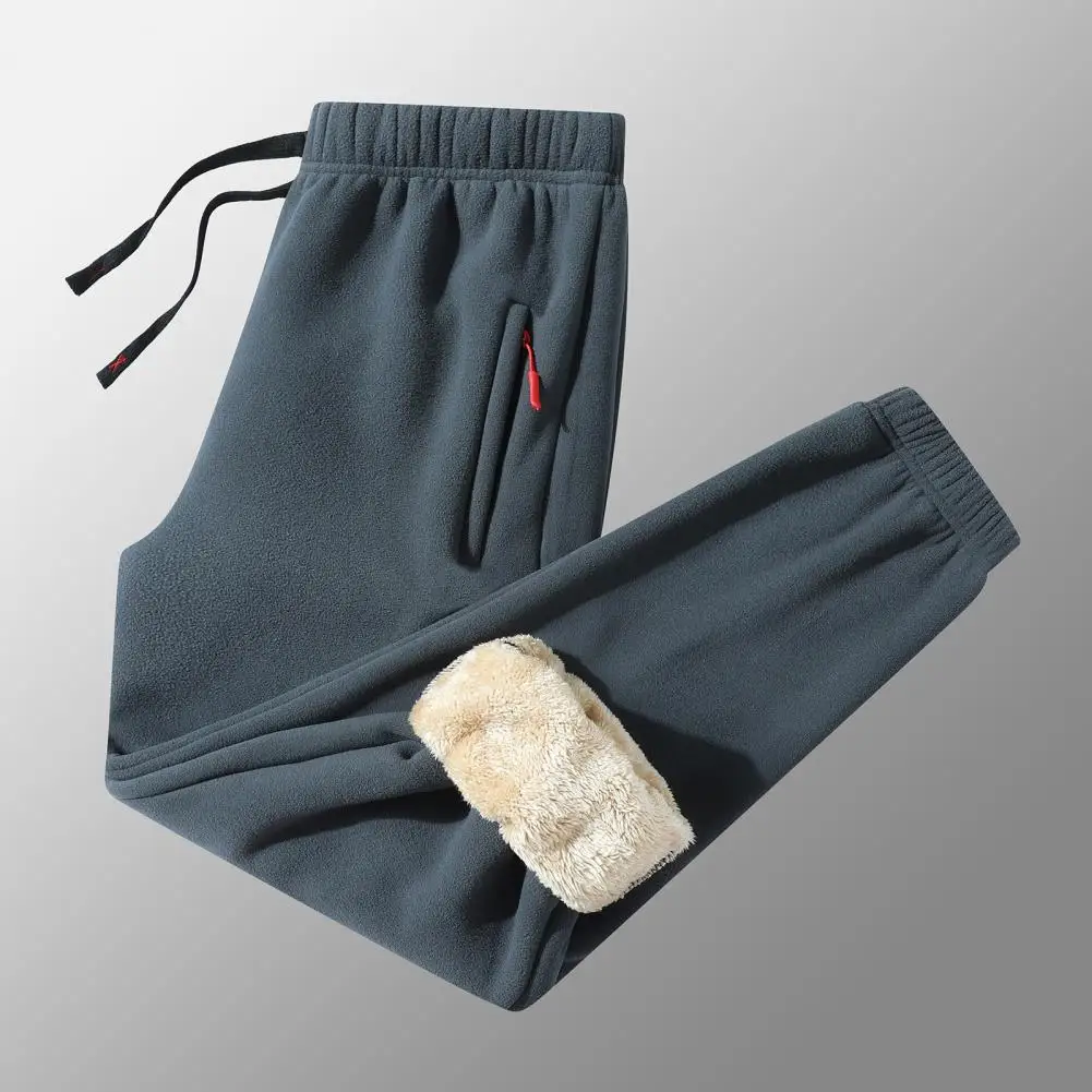 

Warm Men Pants Warm Cozy Men's Winter Pants with Elastic Waist Pockets Stylish Loose Fit Trousers for Sports Jogging Solid Color