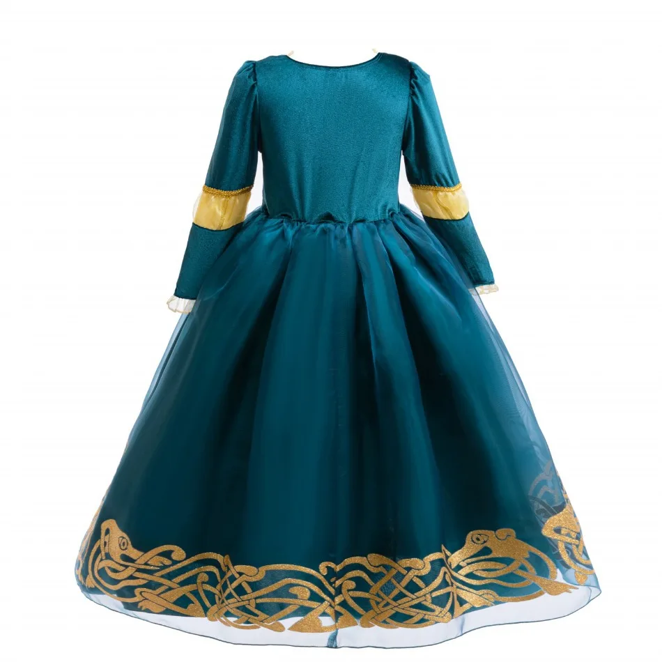 Mädchen Merida Cosplay Prinzessinnenkleid Kinder Performance-Kleidung Herbstkleid Halloween Karneval Party Langarm-Outfit – Detail 16
