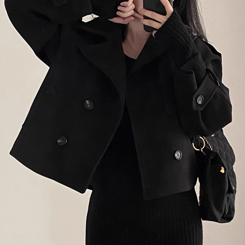 Retro British Style Loose Suit Woolen Coat Women