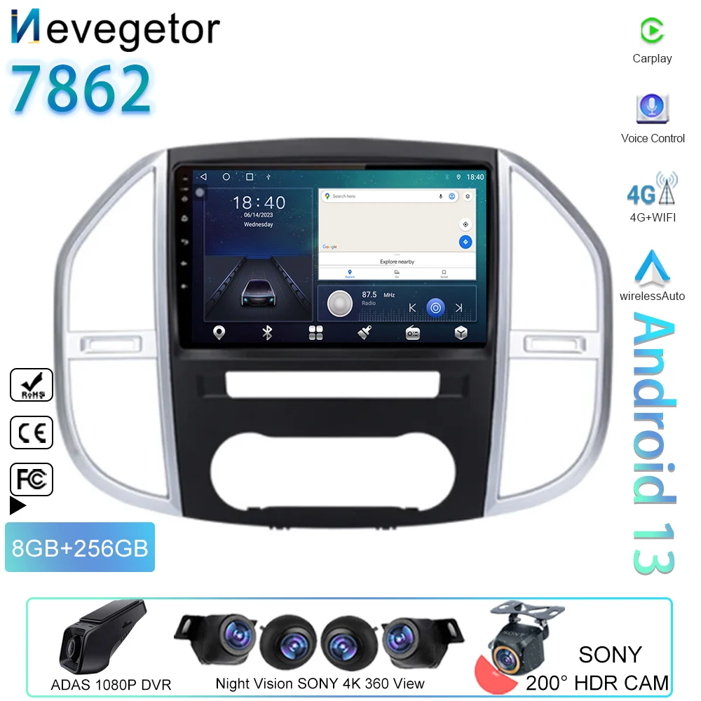 

Android Auto For Mercedes Benz Vito 3 W447 2014 - 2020 Car Radioauto Multimedia Player GPS Navigation QLED Screen BT No 2din DVD