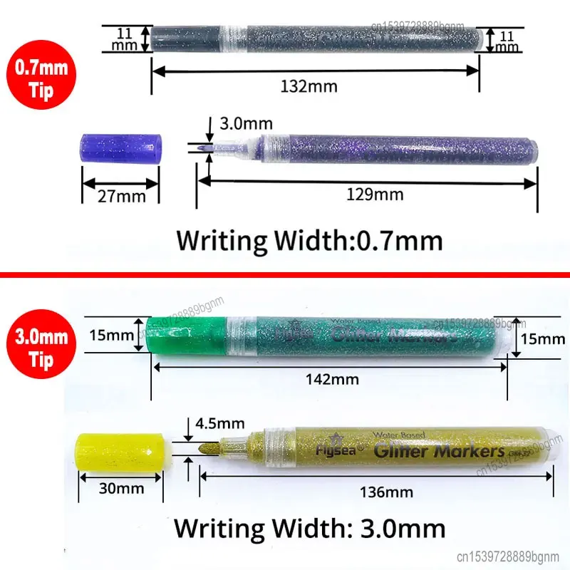 12Pcs Sparkle Color Acrylic Paint Glitter Marker Pen 3.0mm 0.7mm Tip Art Drawing Rock Stone Wood Poster Canvas Ceramic Scrapbook 3