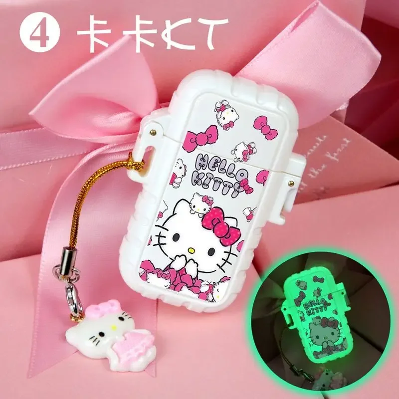 Luminous Sanrio Waterproof Windproof Detachable Lighter Hello Kitty Lighter Portable Mini Slim Cigarette Lighter Cute Girl Gift
