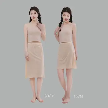 여성용 아이스 실크 속치마, 긴 페티코트 속치마, 하프 슬립, 드레스 내부 테이크 스커트, 안전 속치마 슬립