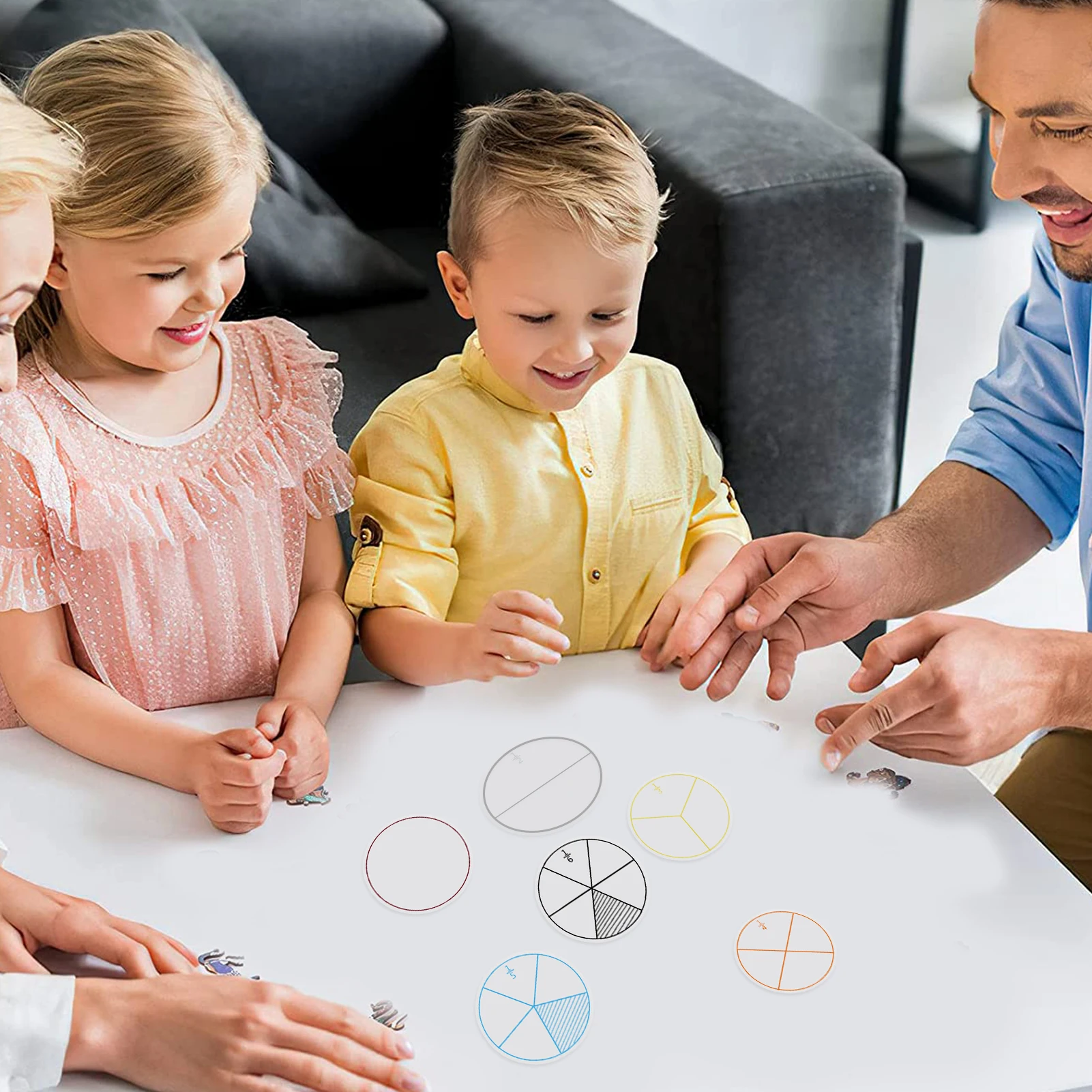 Math Fractions Circles Toy Plastic Numbered Fractions Circles Math Chips Mathematics Number Toy Learning Teaching Aids 12pcs/lot