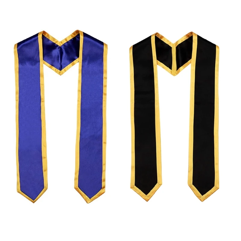 

Graduation Plain Graduation Stole Angled End with Trim Unisex Adult Scarf D5QB