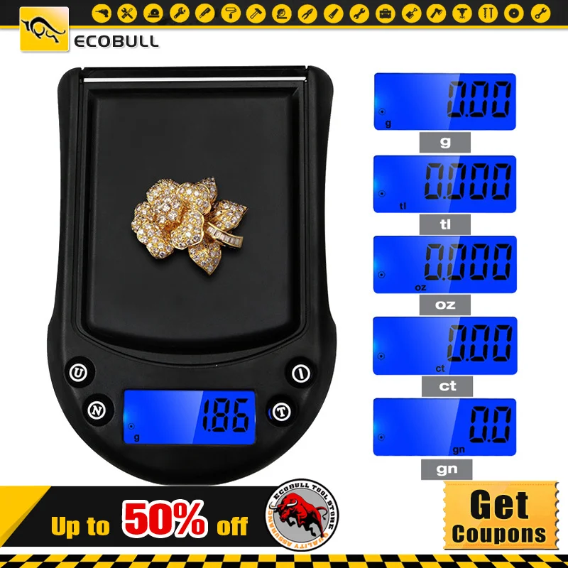 

Precise 200g X 0.01g Mini Jewelry Digital Scale Gold Balance Weight Gram LCD Pocket Weighting Electronic Kitchen Scales