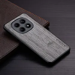 Wood Grain PU Leather Phone Case - Premium Straight Design for Redmi note 15 Pro 4G (Light gray)