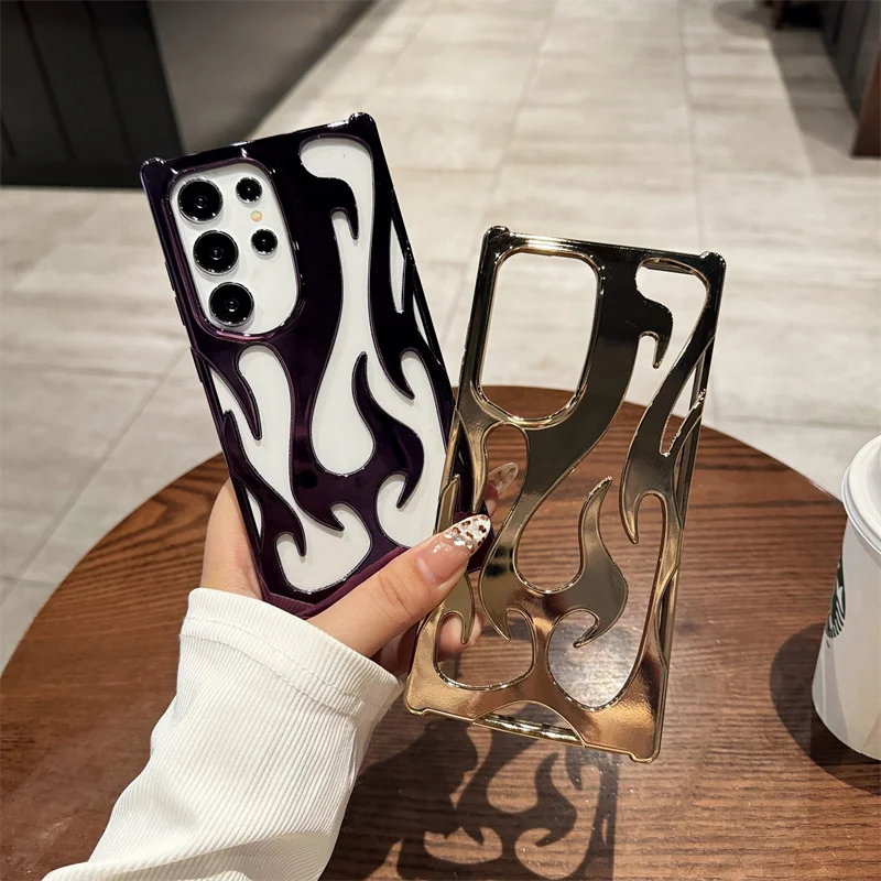 Flame Pattern 3D Plated Shockproof Slim Phone Case