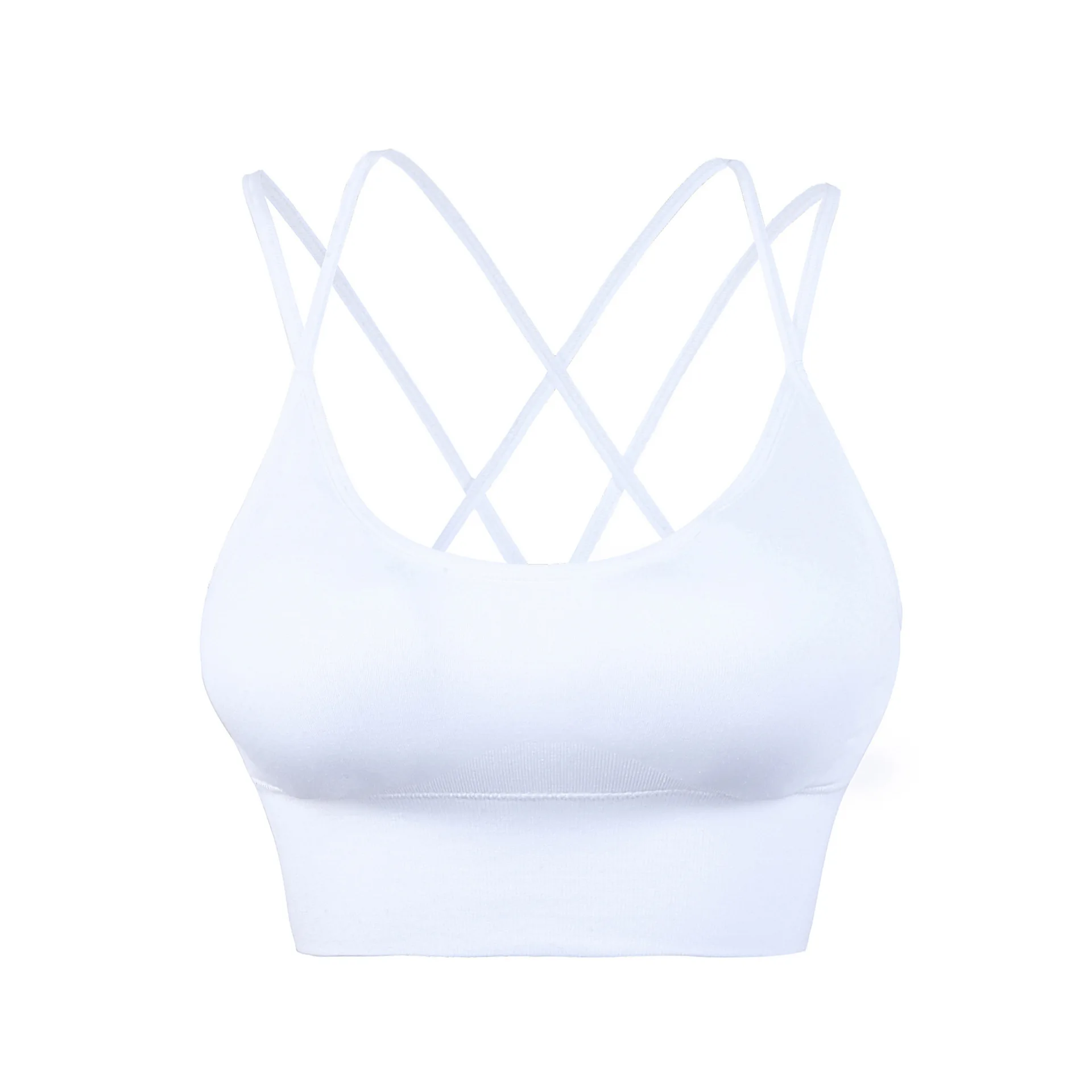 White Sport Bra Strappy Sports Bras For Women Sexy Crisscross Back Medium  Support Yoga Lingerie Removable Cups Bust Push Up - Bra & Brief Sets -  AliExpress