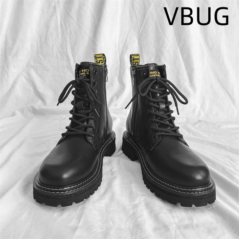 

Men's Boots Comfortable Wear-Resistant Outdoor Round Toe Non-slip High Top Platform British Style Spring and Autumn Main Push