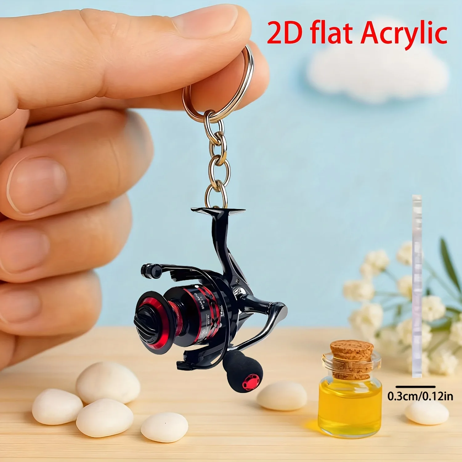 keychain fisherman 2D Flat Fish Hook Fisherman Key Ring Fishing ...