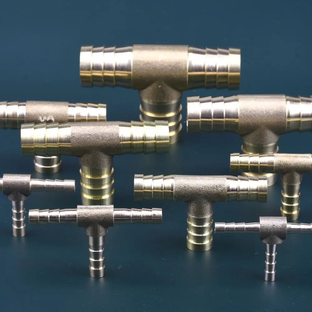 Brass T-type Hose Fittings Barb Tail Various Sizes from 4-25mm for Stable Connection hose pipe fitting,pipe fitting,tee adapter,water pipe fitting