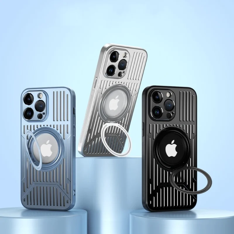 Aluminum Phone Case Shockproof Aromatherapy Metal Phone Case With Cooling Holes For iPhone 12 13 14 15 Pro Max Plus - 202192403