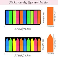 PET Page Markers Sticky Index Tabs, Bright Colors Arrow Flag Tabs for Book Annotation, Writable File Classification Labels 2