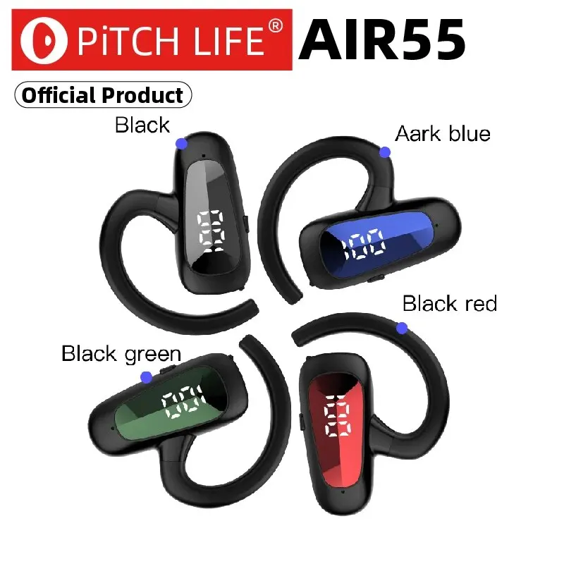 Air55 걸이식 무선 블루투스 헤드셋, OWS 터치 라이트 미니 하이 퀄리티 귀마개, 땀 방지, HD 사운드 스테레오, 범용 헤드셋