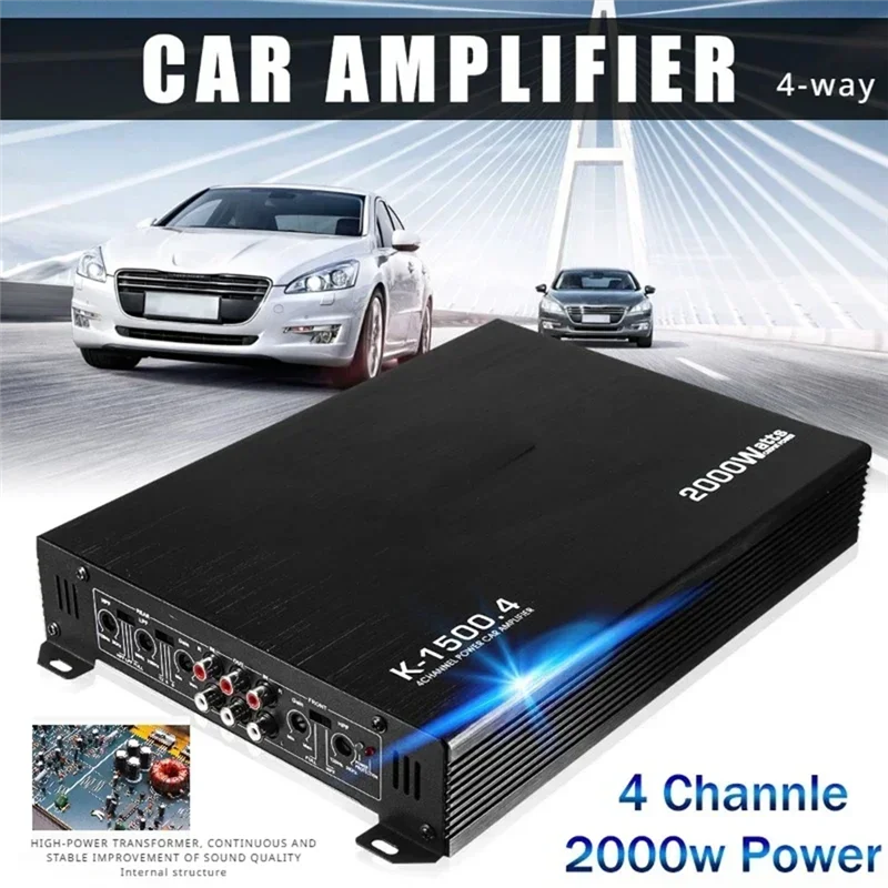 L93A-Class AB Car Audio Modified 4-Channel 4X80w High-Power Audio Amplifier Four-Door Speaker Active Subwoofer Stable Output