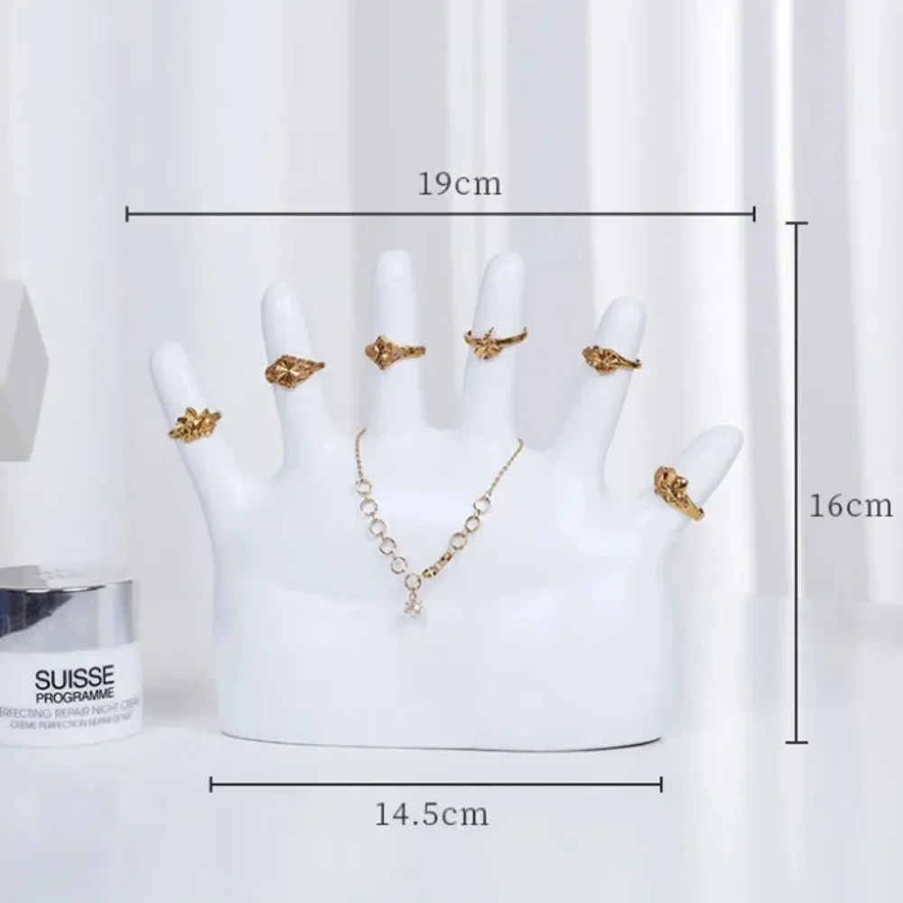 Creative 6 Fingers Resin Medium Rings Necklace Jewelry Display Stand Side Portrait Model Earrings Necklace Showcase Props