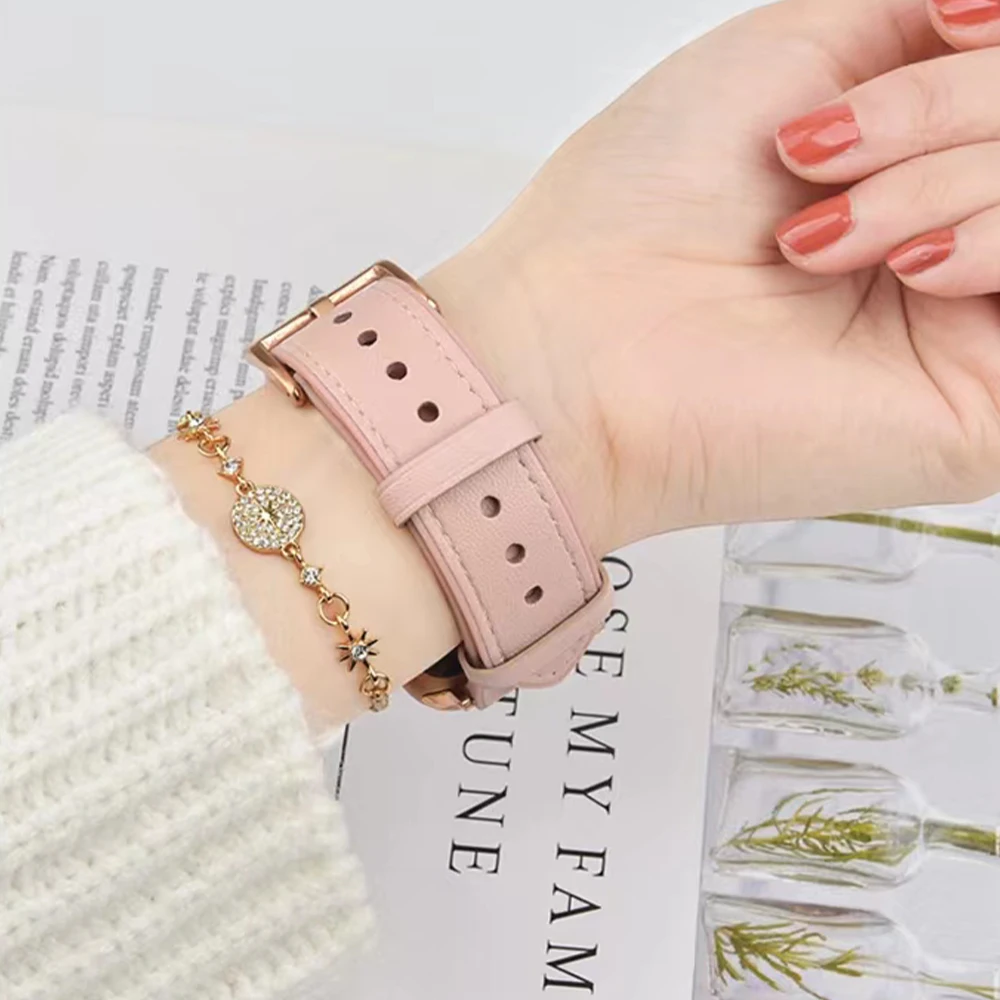 Leather Silicone Strap for Apple Watch 49mm 44mm 40mm 45mm 41mm 42mm 38mm Replacement Wristband for Iwatch Series Ultra 876543SE