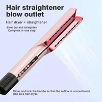 Lisseur et sèche-cheveux 2 en 1, lisseur à ions négatifs, utilisation sur cheveux secs et humides, moteur sans balais haute vitesse, brosse lissante 5