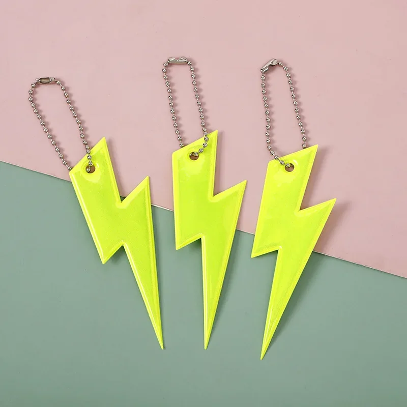 Colorful Lightning-Shaped Reflective Keychain Pendant