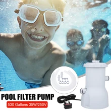 

Swimming Pool Filter Pump 250V Electric 530GPH Pump Flow Rate With Filter Replacement For In/Above Ground Swimming Pool