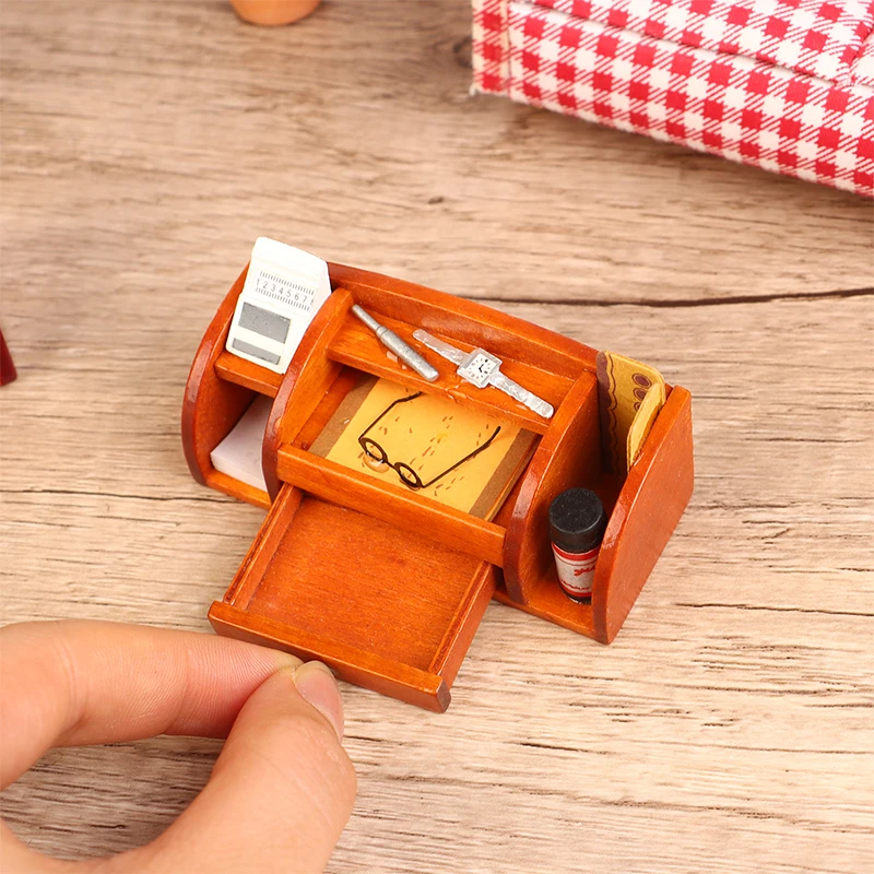 1:12 Dollhouse Miniature Bookcase Showcase Mini Display Rack Storage Cabinet Desk Supplies Rack Model Home Furniture Decor Toys 5
