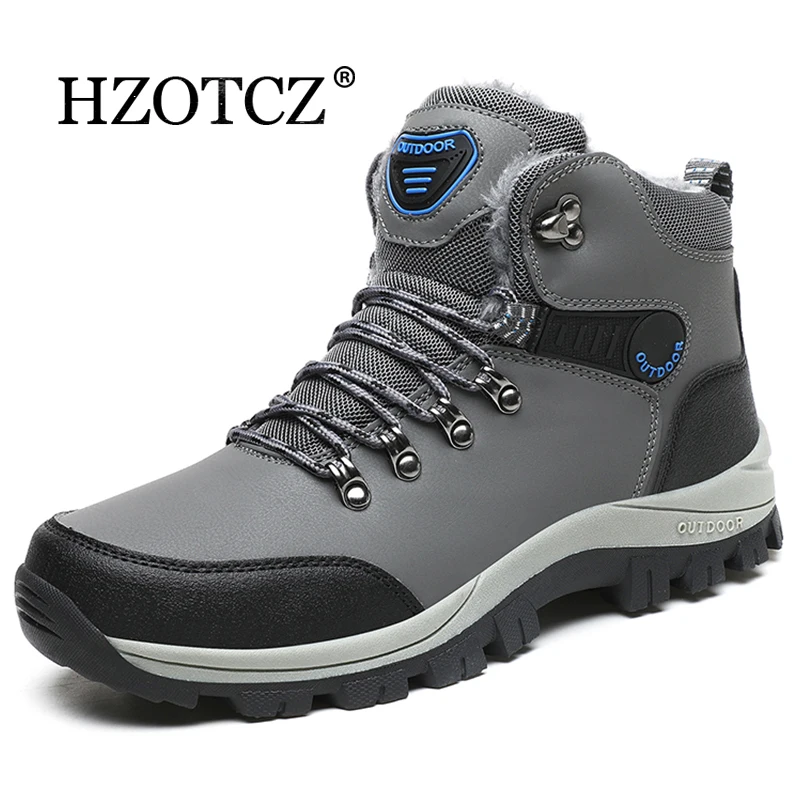 WinterMenBootsWaterproofLeatherSneakersSnowankleBootsOutdoor