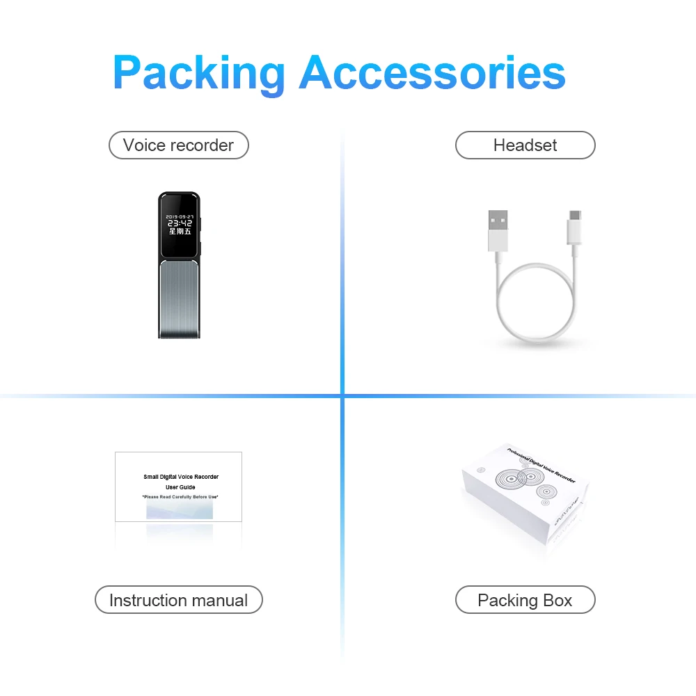 Mini Audio and Video Voice Recorder Synchronous Conference Recording Pen Ai Smart HD Noise Reduction U Disk Recording Pen