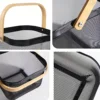 2 Pack Square Metal Mesh Fruit Basket, Portable Metal Picnic Baskets with Wood Handle, Mesh Storage Organizer Basket 6