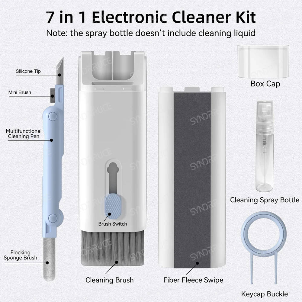 Electronic Cleaner 7-in-1 Kit Computer Keyboard Brush Headphone Cleaning Pen and Keycap Puller Set - Cleaning Tools for Headsets 3