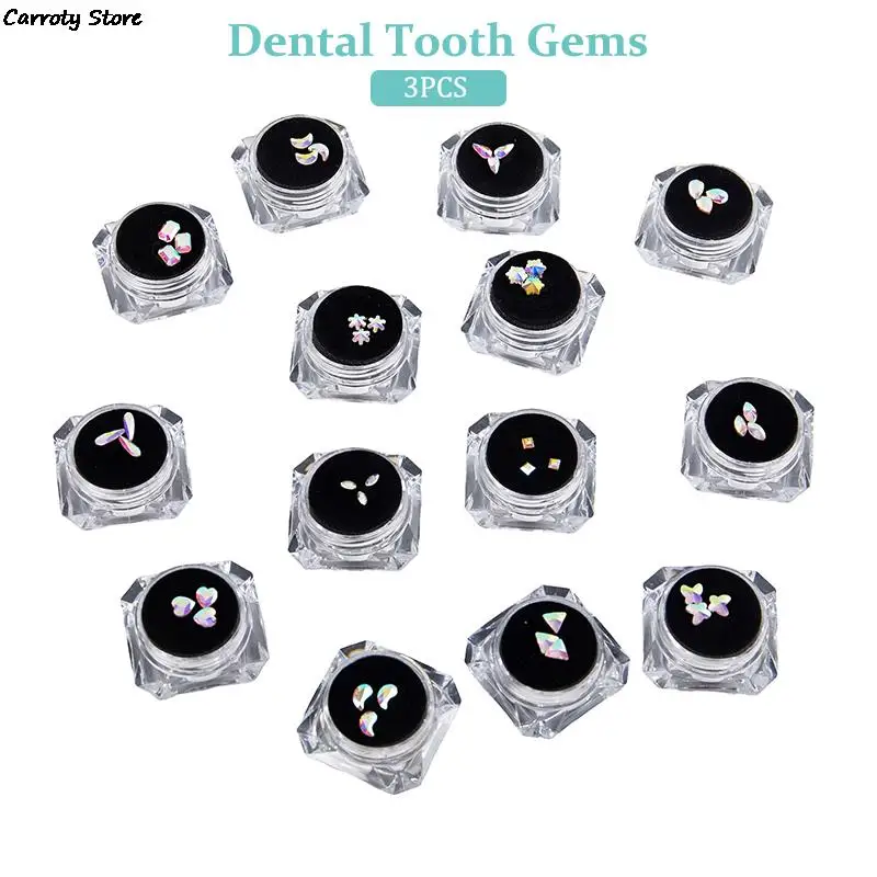 

3pcs/box Dental Tooth Gems Crystal Diamond Ornament Color Teeth Jewelry Denture Acrylic As Teeth Decoration