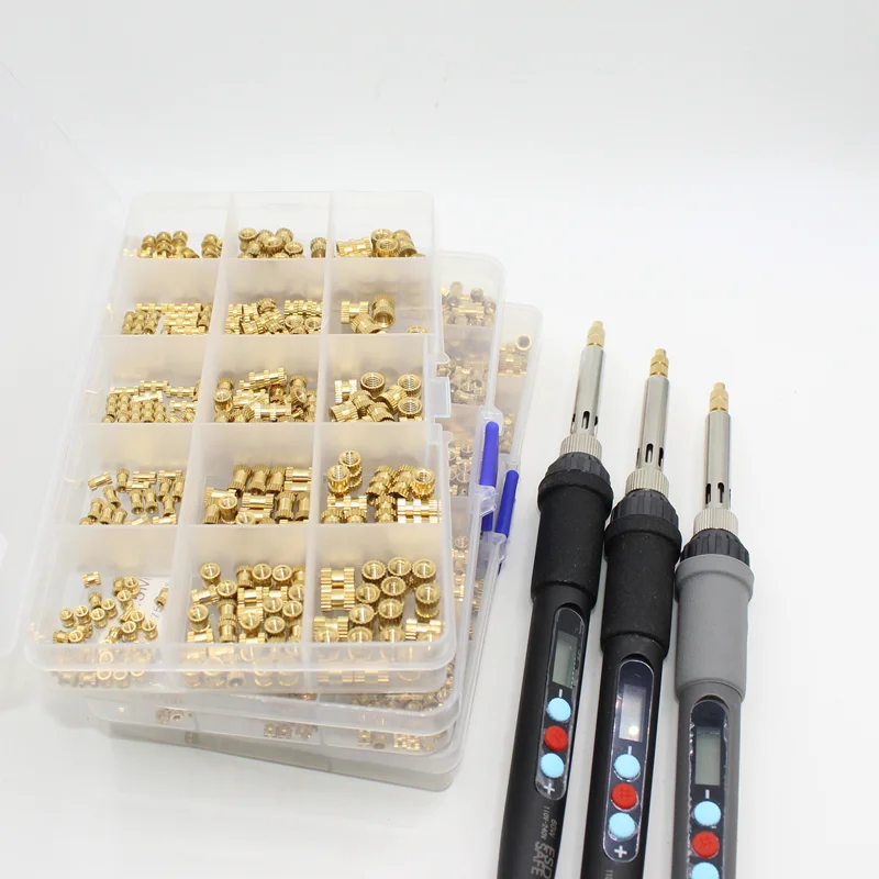 Messing-Einsatzmuttern für 3D-Drucker, Kunststoff M2 M3 M4 M5 M6 M8 Gewinde-Einpressmuttern, Lötkolbenspitzen, Messing-Einpresswerkzeug – Detail 2