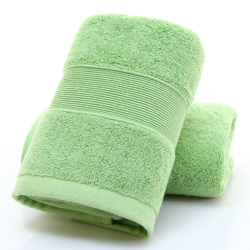 Serviettes en coton vert épais et doux, 2 pièces, serviettes durables pour salle de bain d'hôtel, Super absorbantes, cadeau à rayures pour le visage, serviette de bain pour les mains, usage quotidien