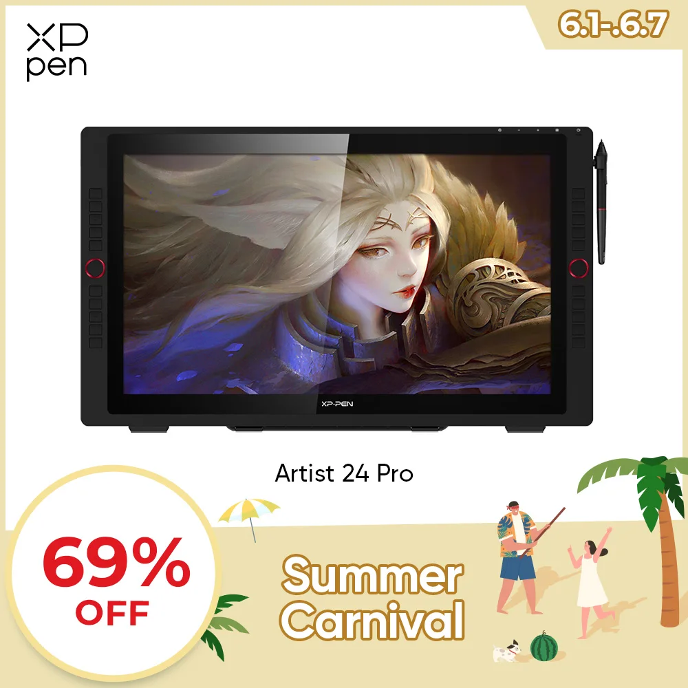 XPPen 아티스트 24 프로 23.8 인치 2K QHD 그래픽 태블릿 펜 디스플레이 드로잉 모니터, 20 익스프레스 키 지원, 윈도우 맥용 60 틸트
