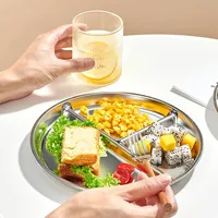 Stainless Steel Divided Dinner Tray Snack Food Serving Tray Home Kitchen Supplies Kids Adult Lunch Container For School Canteen 2