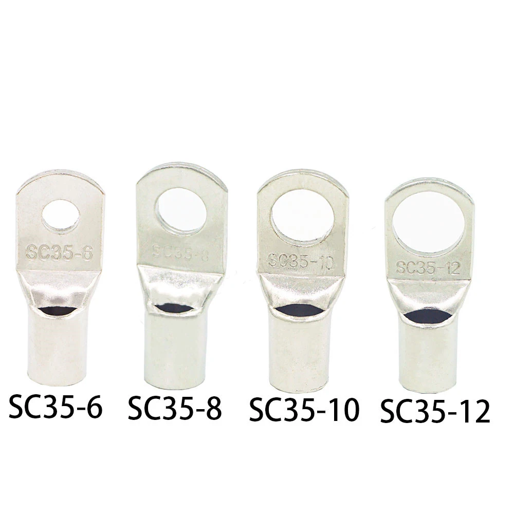 Description Picture 3 of item5/10PCS SC35-6 35-8 35-10 35-12 Copper Cable Lug Kit Bolt Hole Tinned Cable lugs Battery Terminals copper Wire connector