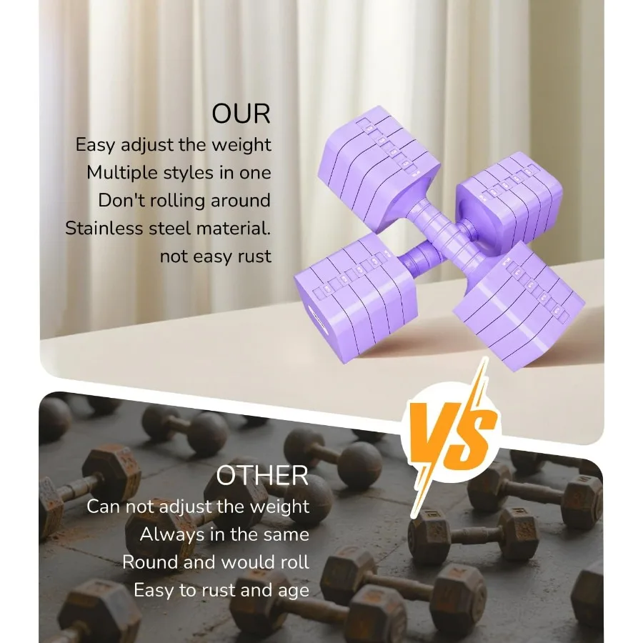 Adjustable Dumbbell Set for Women Men 10LB Each [20 LBS Pair] Hand Weights Dumbbells Sets Woman Exercise Fitness dumbbell Adjust