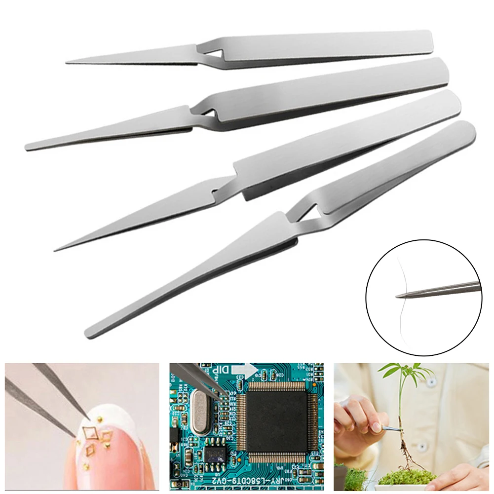 

1 Pc Stainless Steel Tweezers Cross Reverse Round Head Reverse Pointed labor-Saving Pinch Fixed Self-locking Clip Tweezers