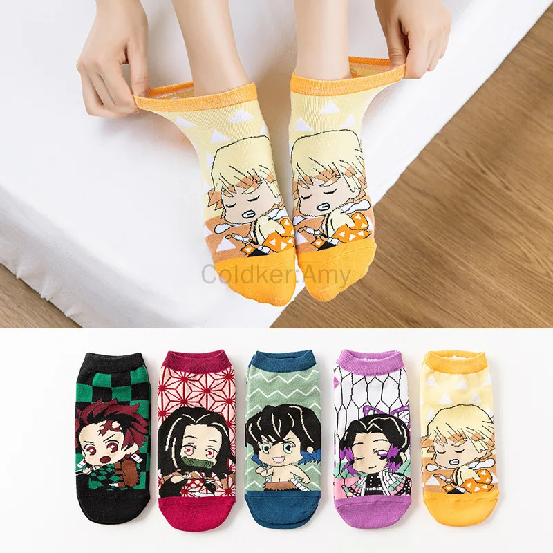 Unisex Adult Kids Anime Sock Short Socks Cosplay Prop Cartoons Anime Accessories Kamado Tanjirou Kamado Nezuko Cotton Socks