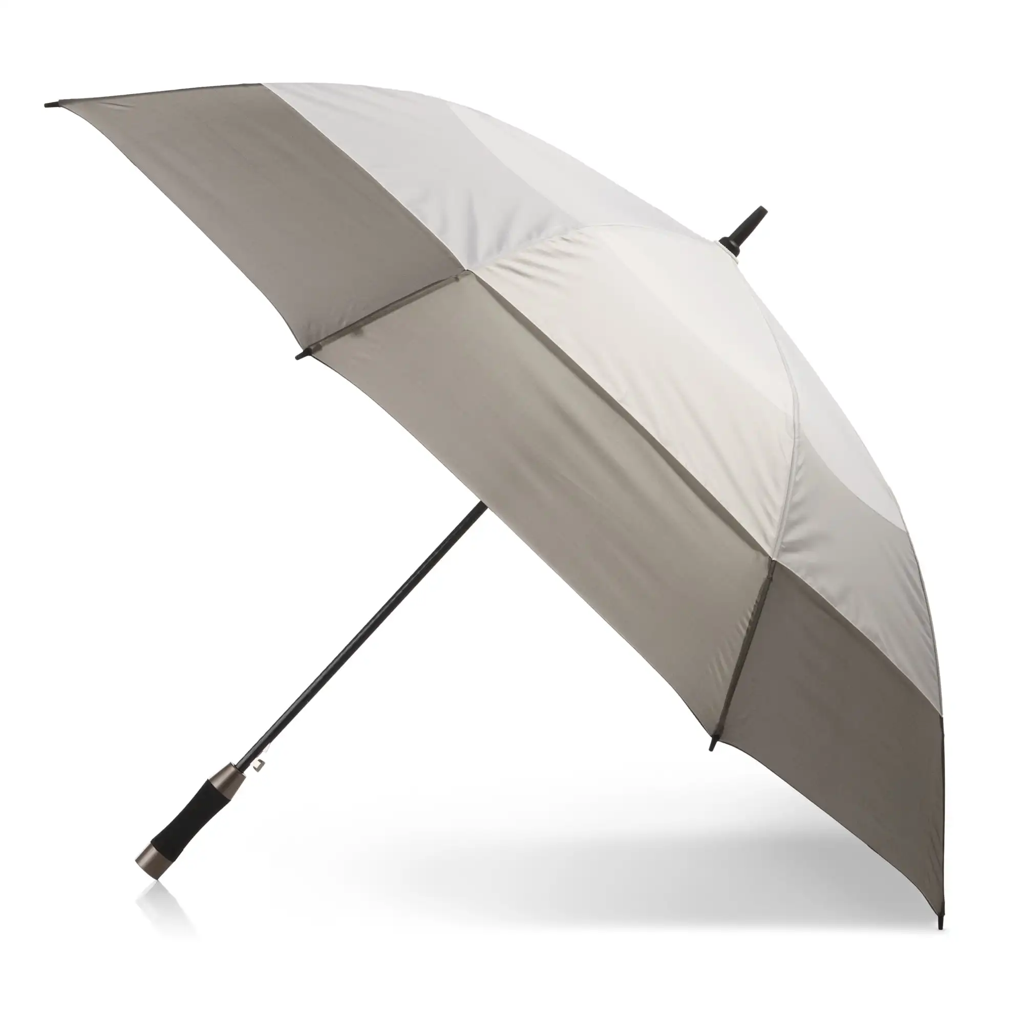 

Recycled Canopy Vented One-Touch Auto Open Golf Umbrella with White Grey