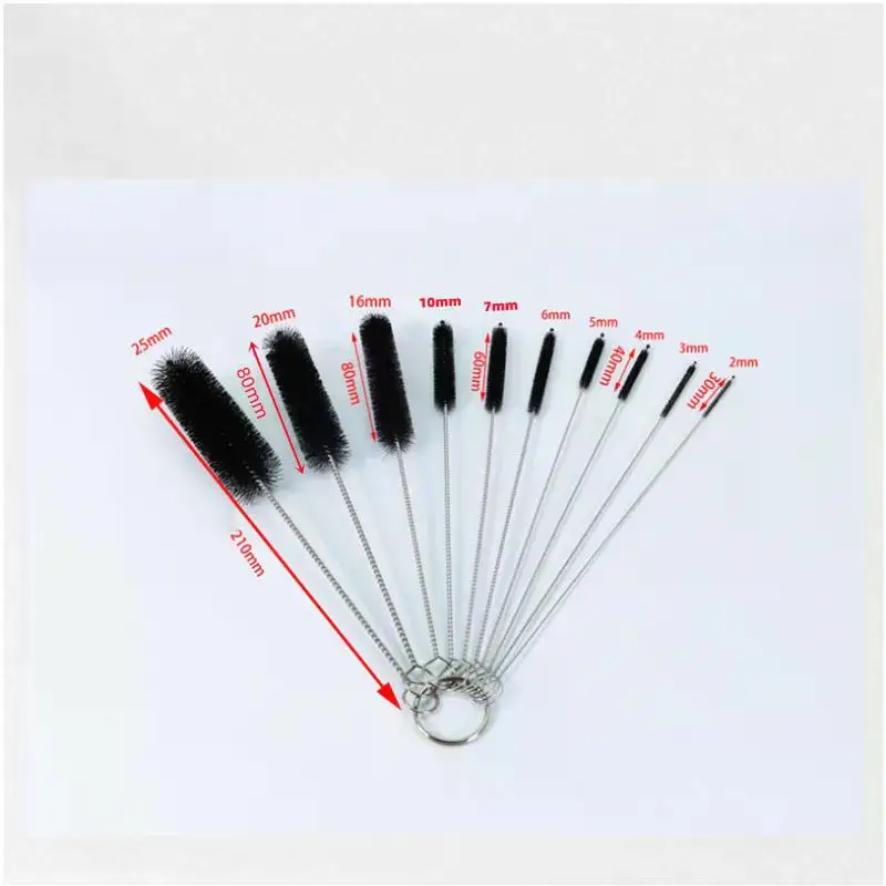 10pcs Set Stainless Steel Soft Hair Brush Pipette Test Tube Baby Bottle Brush bottle brush bottle cleaning brush cleaning brush cleaning brush set Multifunctional Household Cleaning Tools Set