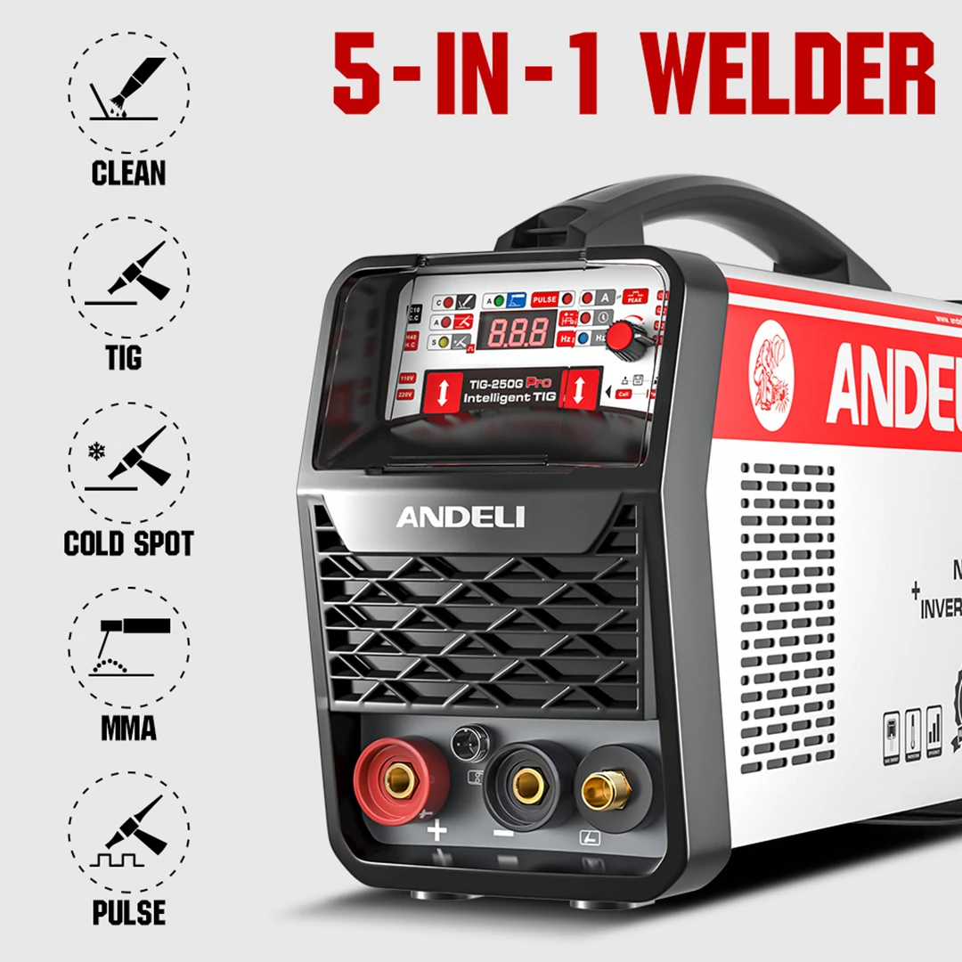 ANDELI 5 ben 1 Fogócskajáték hegesztő gépi hot/mma/clean/pulse/cold hegesztő IGBT Digitális Inverter Fogócskajáték Hegesztő 110/220V  Argon Meghűlés Hegesztő