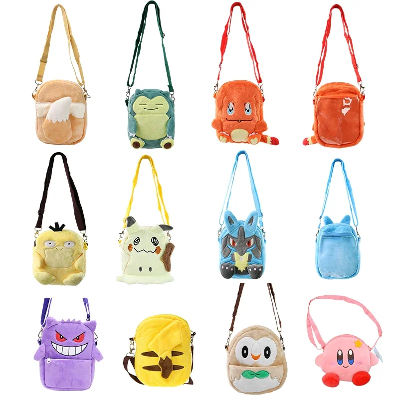 Pokemon Plush Backpack Shoulder Bag Doll Toys Gengar Mimikyu Snorlax Rowlet Lucario Charmander Anime