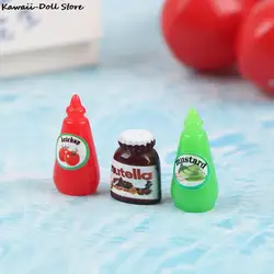 3Pcs 1:12 Dollhouse Miniature Food Mini Chocolate Sauce Ketchup Jam Oyster Sauce Dolls Kitchen Toy