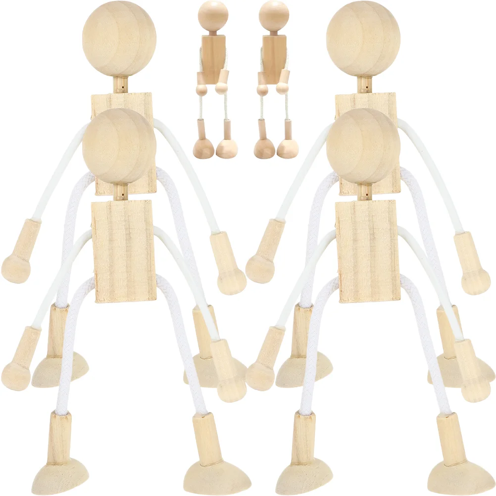 

Wood Carving Kit Wooden Robot Doll Bodies Action Figures Model Adjustable Movable Joints Dolls Painting Craft Art