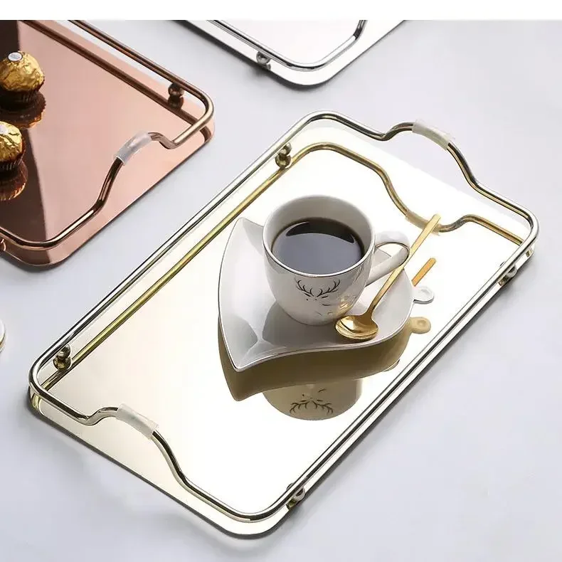 

Shooting Electroplating European-style Mirror Display Rectangular Process Steel Storage Household Tray Stainless Props