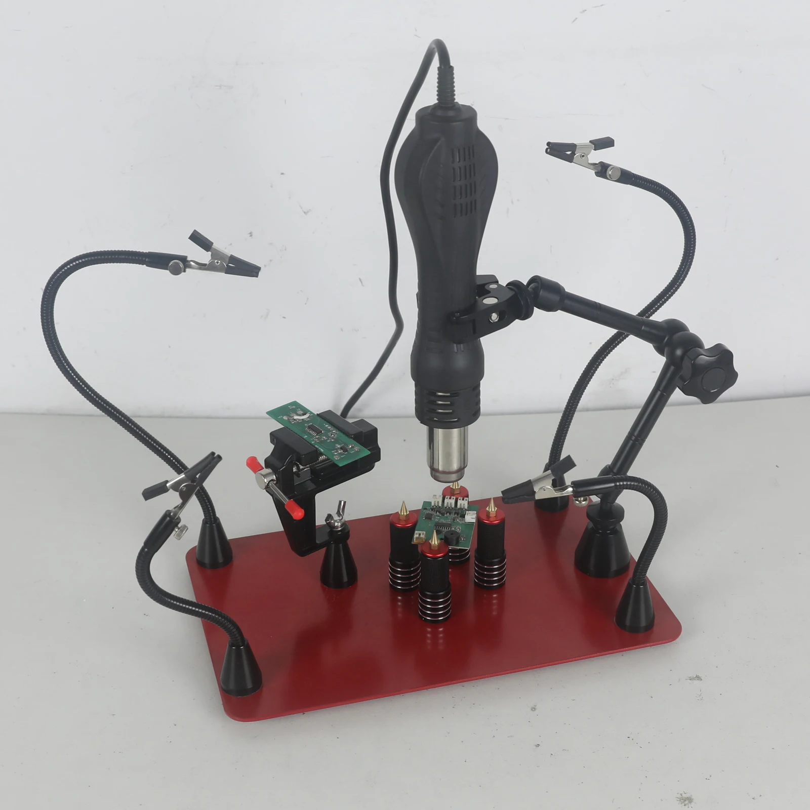 NEWACALOX Magnetic Flexible Arm Soldering Third Hand PCB Holder with 360° Rotating Heat Gun Stand Welding Workbench Helping Hand